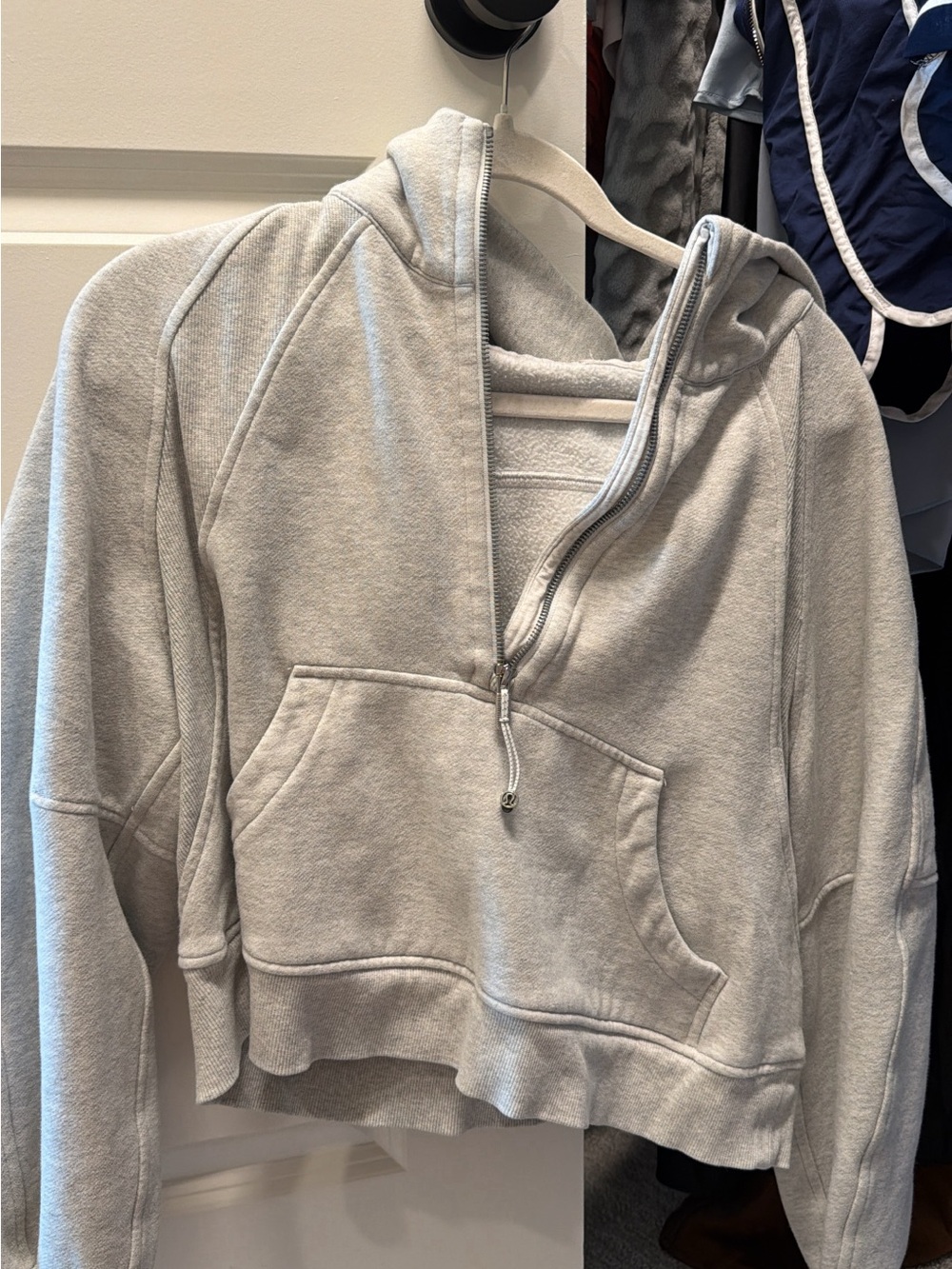 lululemon athletica Light Gray Half-Zip Hooded Pullover